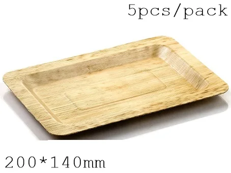 200x140mm Продвижение-вечерние принадлежности для свадьбы, одноразовые экологически безопасные столовые приборы, 200*140 мм прямоугольная пластина из бамбукового листа, 5/упаковка - Цвет: 200x140mm