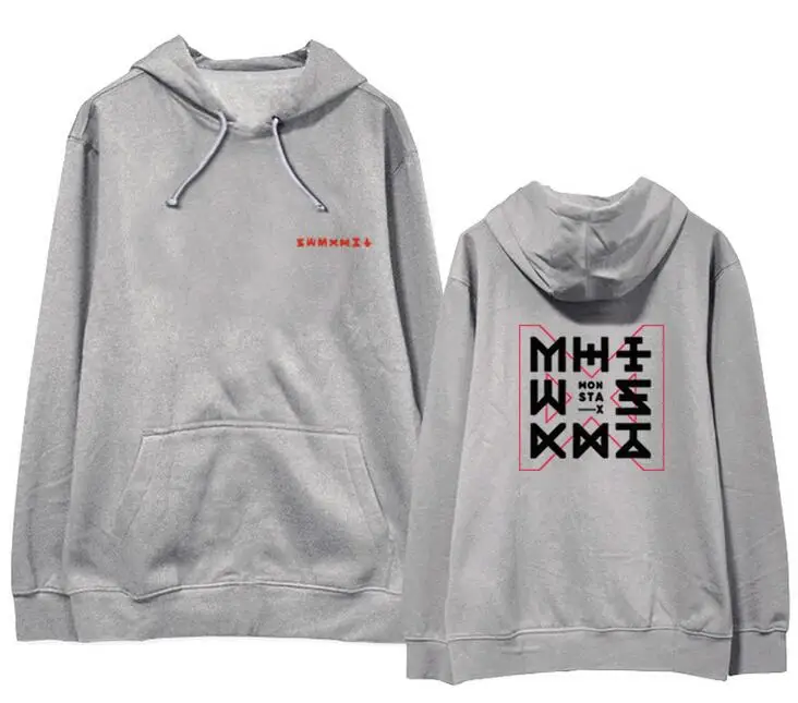 Пуловер с принтом Kpop monsta x флисовый/тонкий свитшот для фанатов 4 цвета|me hoodie|thin