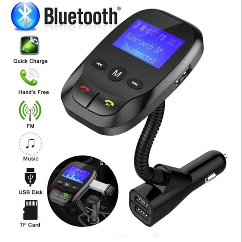 

100%NEW Wireless In-Car Bluetooth FM Transmitter MP3 Radio Adapter Car Kit USB Charger Suppor caller number phone's music TFcard