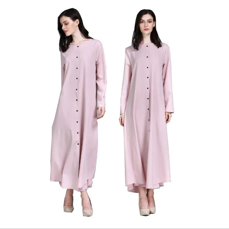 pink Длинные мусульманские платья женский модный хиджаб абайя исламский, арабский Jalabiya длинное платье - Цвет: pink