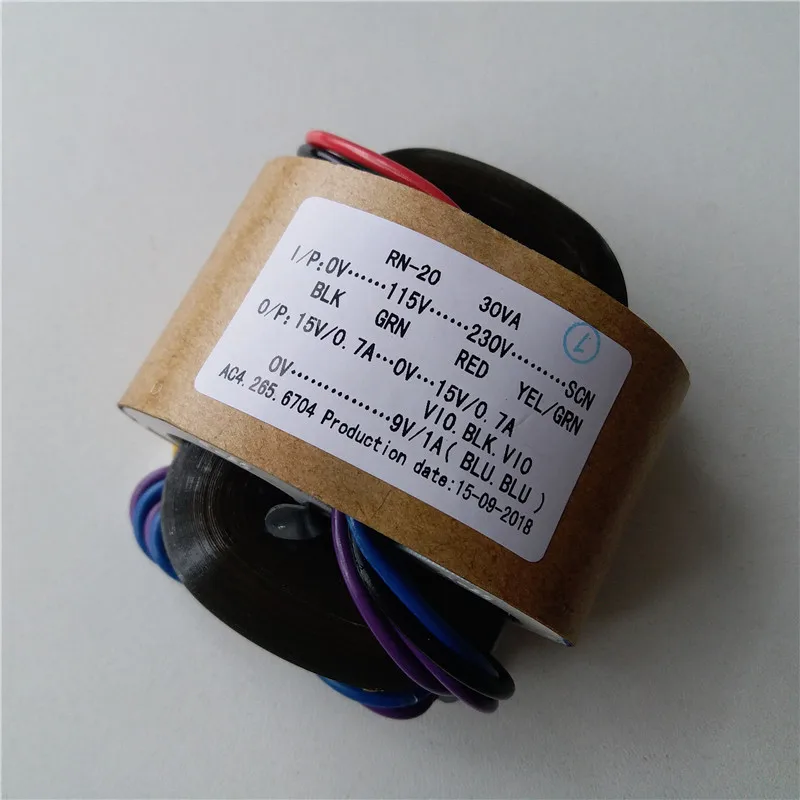 15V 0 0.7A 9V 1A R сердечник трансформатор 115 230V вход 30VA для усилителя