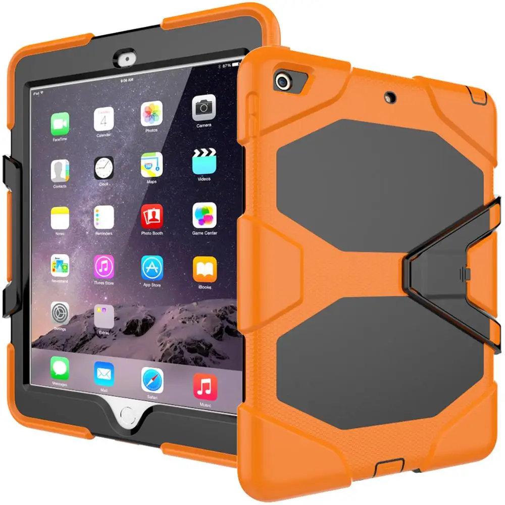 Orange Для iPad 9,7 чехол сверхпрочная Противоударная подставка силиконовая крышка для iPad 9,7 чехол 5th 6th Gen детский безопасный чехол для планшета - Цвет: Orange