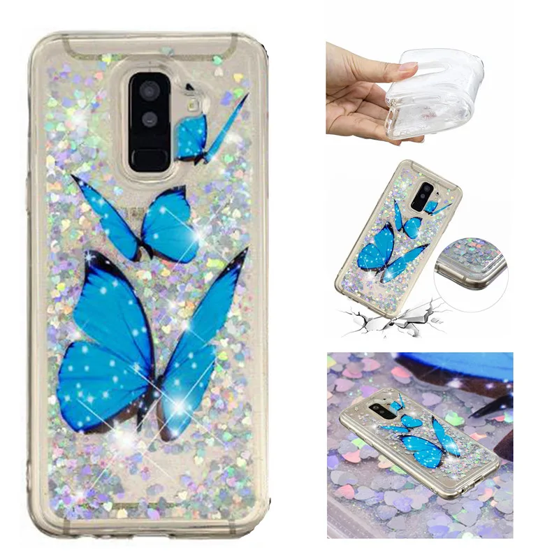 Мягкий ТПУ чехол для телефона Samsung Galaxy A6 Plus 2018 A605 + с динамическим жидким блеском SM