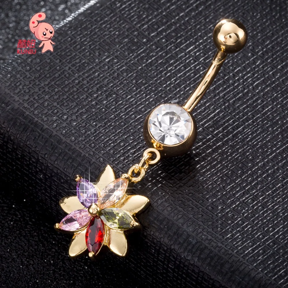 Новинка 2018 хит продаж роскошные кольца для пупка женские Украшения тела Золотой