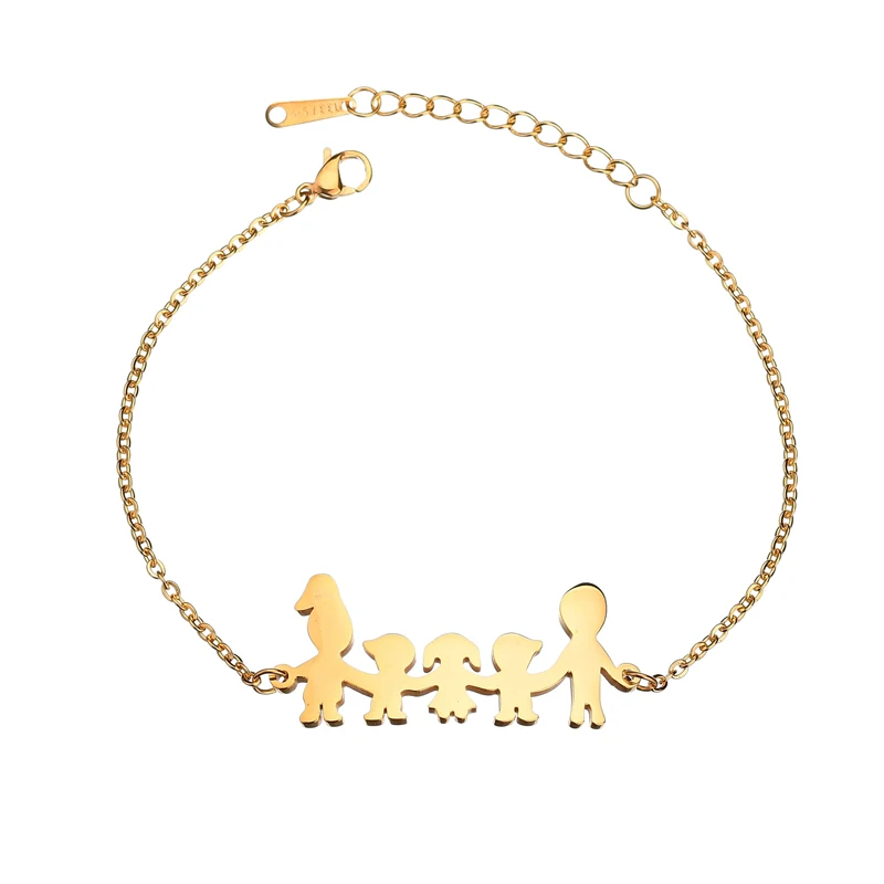 YUKAM Stainless Steel Personalized Love Mother Dad Daughter Son Bracelets Girls Boys Family is Forever Female Jewelry | Украшения и