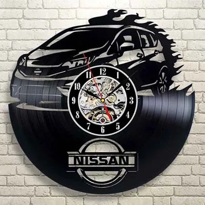 Car Logo Wall Clock Modern Design for Living Room 3D Decorative Hanging Vintage Vinyl Record Clocks Wall Watch Home Decor Silent - Цвет: 13