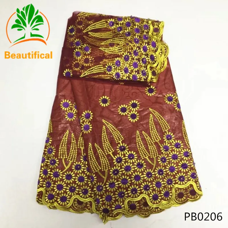 PB02 wholesale Bazin lace fabric 2017 African Embroidered beaded bazin riche getzner for Nigerian Wedding |