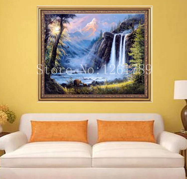 Алмазная вышивка 5D алмазная мозаика водопад крестом|painting desk|painting clockembroidery cat |