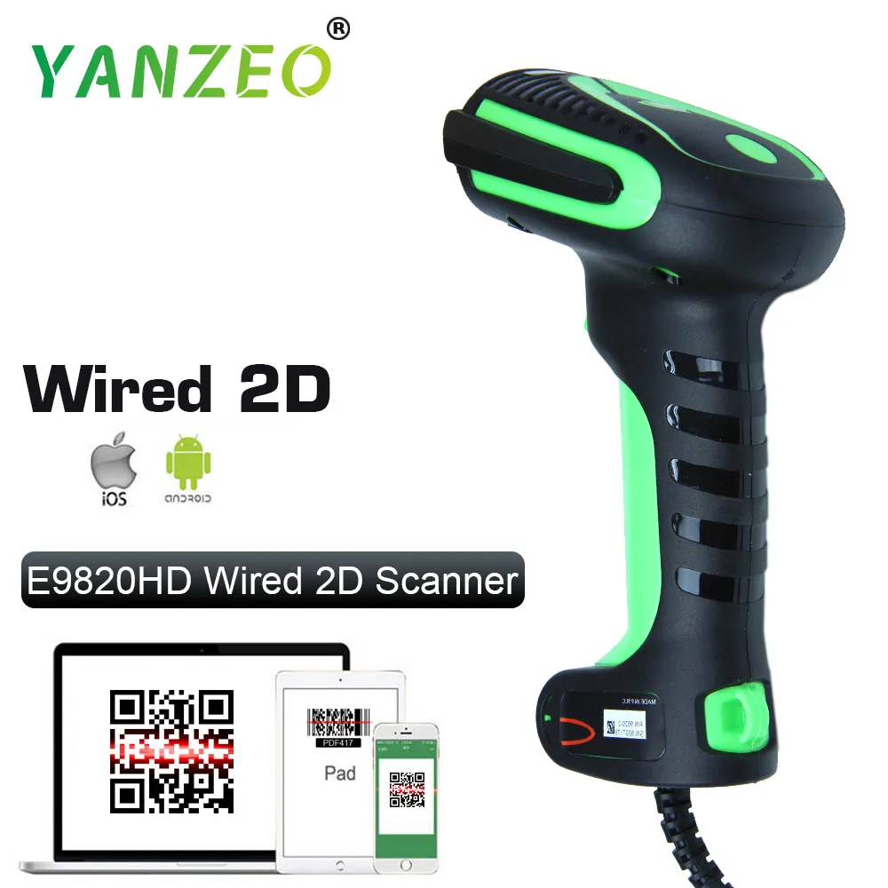 Yanzeo портативный ручной проводной беспроводной сканер штрих-кода 1D QR считыватель штрих-кода PDF417 IOS Android IPAD гарантия 1 год