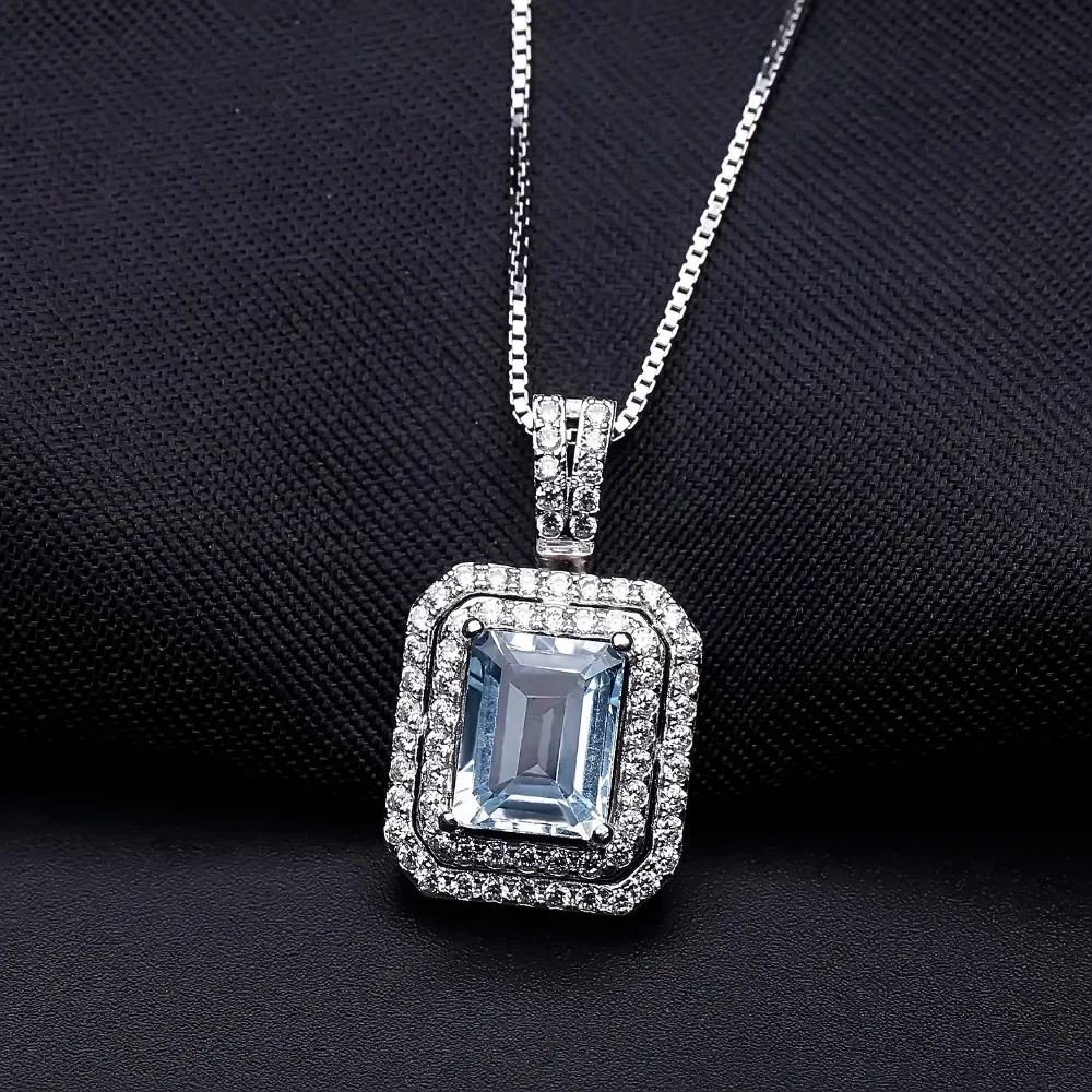 Жемчужный балет 2.95Ct натуральный небесно-голубой топаз кулон из натуральной 925 пробы серебряные ювелирные изделия для женщин ювелирные изделия с ожерельем