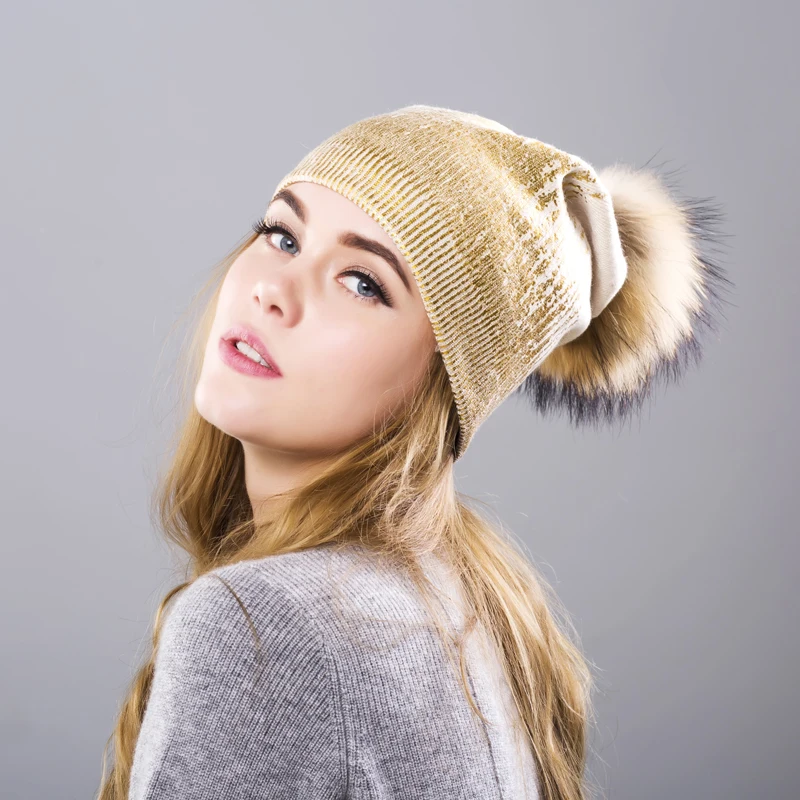 MNKNCL бронзированные двухслойные вязаные зимние шапки женские модные кашемир мех