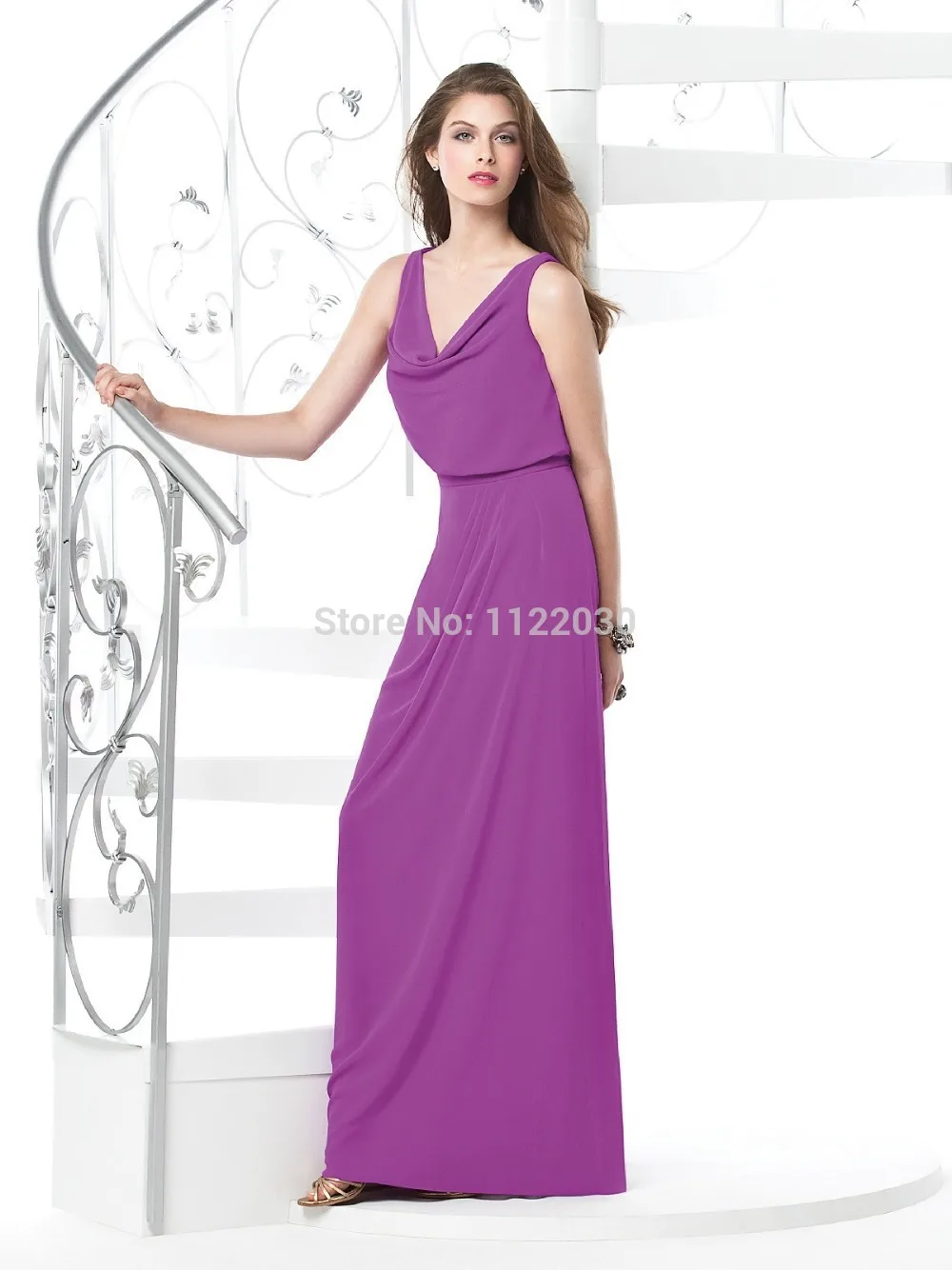 Dresses Party Adult Scoop Built-In Bra Off The Shoulder Sleeveless Natural Pleat A-Line Floor-Length Chiffon Customized 2015 Fre | Свадьбы и