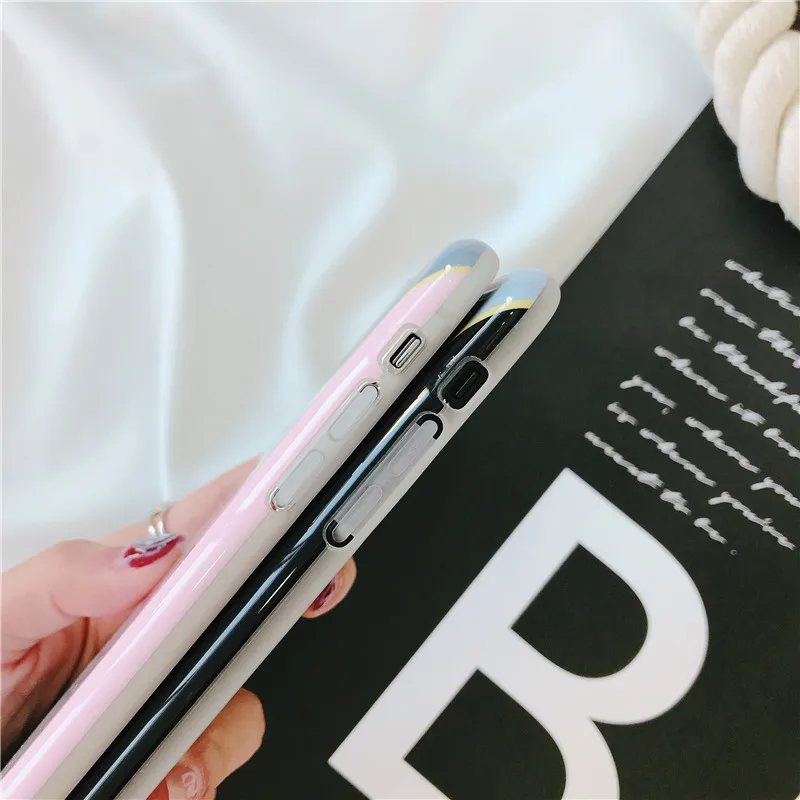 Boucho Funny Geometry Splice Pattern Case For iphone X 6S 6 7 8 Plus Classic Marble Painted Phone Cases Cover |