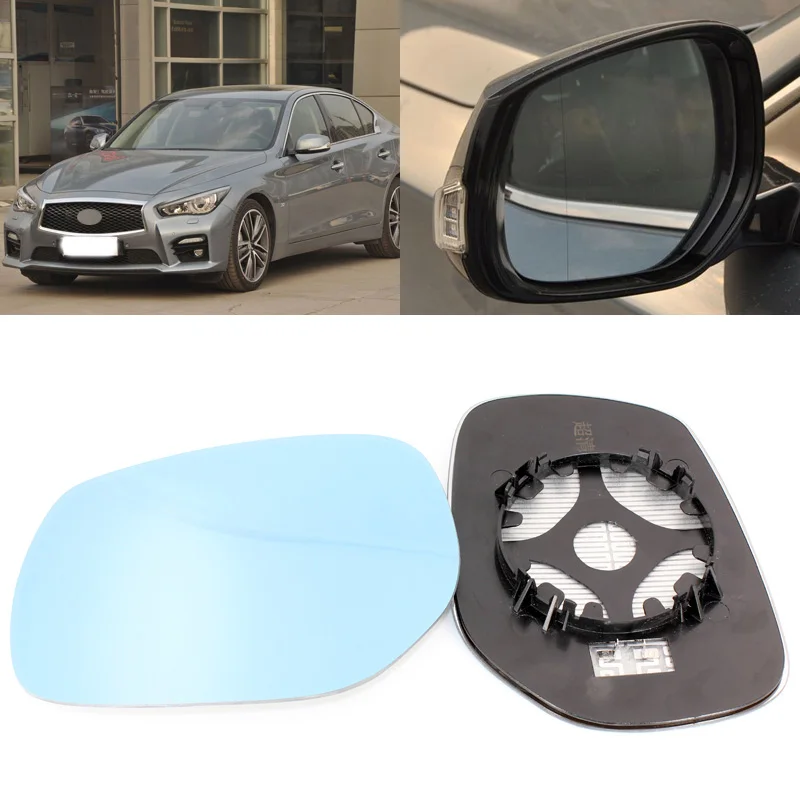 

For Infiniti Q50 Side View Door Mirror Blue Glass With Base Heated 1 Pair