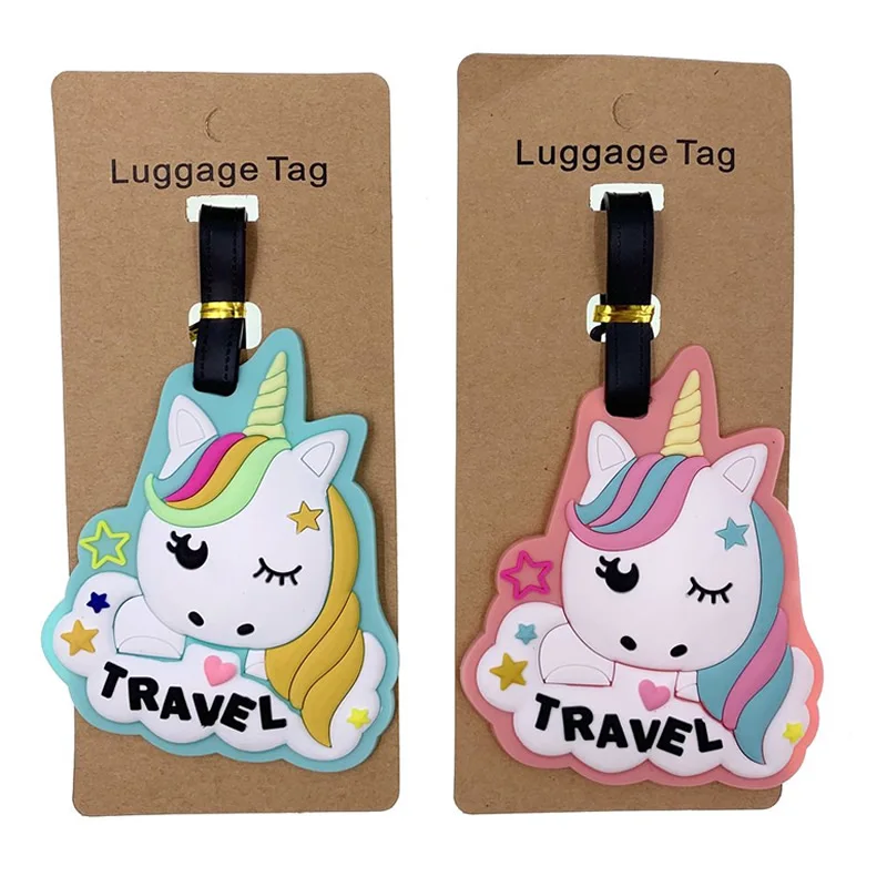 Cartoon Animal Unicorn Luggage Tags Portable Travel Accessories Silica Gel Suitcase Addres Holder Women Baggage Boarding Label