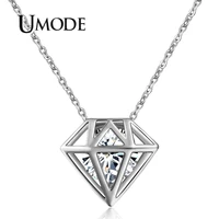 umode cute hollow round cut clear zirconia necklace white gold color necklaces for women gros collier femme jewellery un0115b