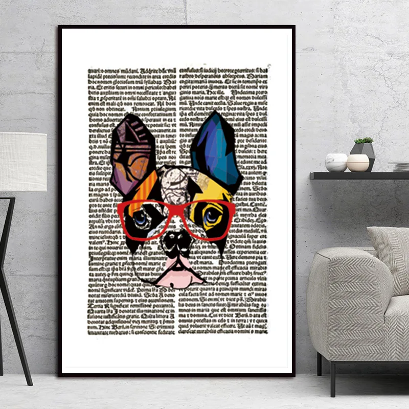 Скандинавский постер Картина на холсте Настенная картина собака газета постеры