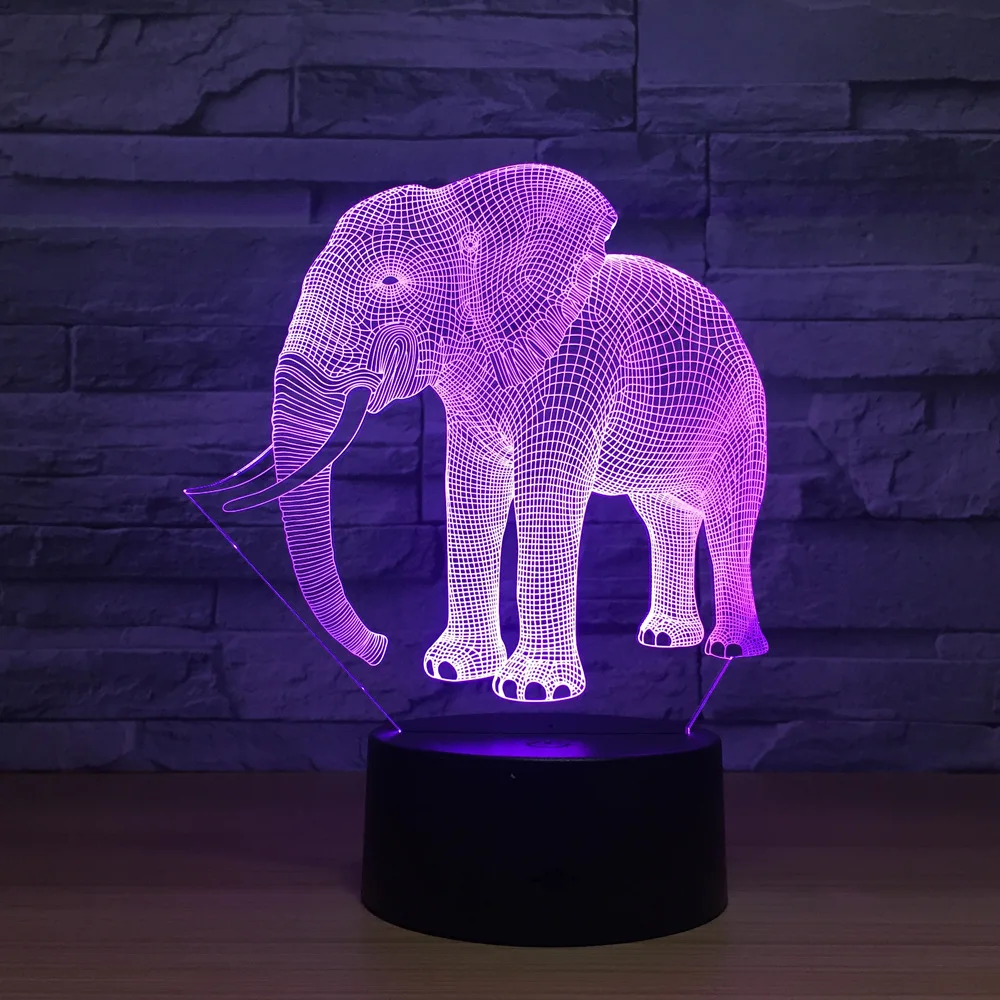 Cute Elephant Table Lamp 7 Colors Changing Desk 3d Novelty Led Night Lights Light DropShip | Освещение