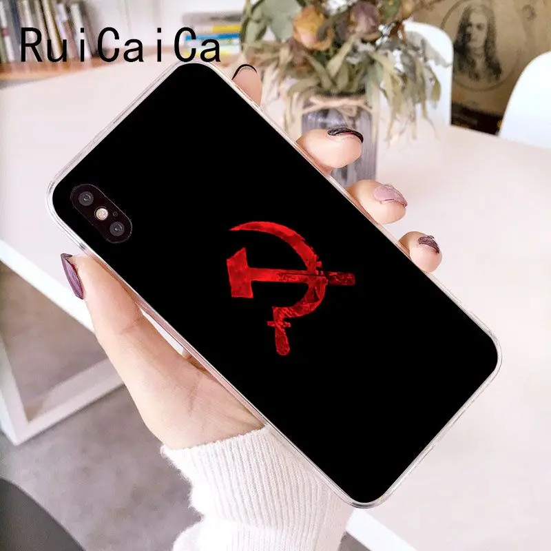 RuiCaiCa чехол для телефона из ТПУ с флагом гранж СССР iPhone 8 7 6 6S Plus X XS MAX 5 5S SE XR 10 |