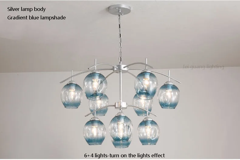 10 lights Silver Скандинавское освещение, люстра для гостиной, простая современная лампа для спальни, домашний волшебный светодиодный светильник для ресторана - Цвет абажура: 10 lights Silver