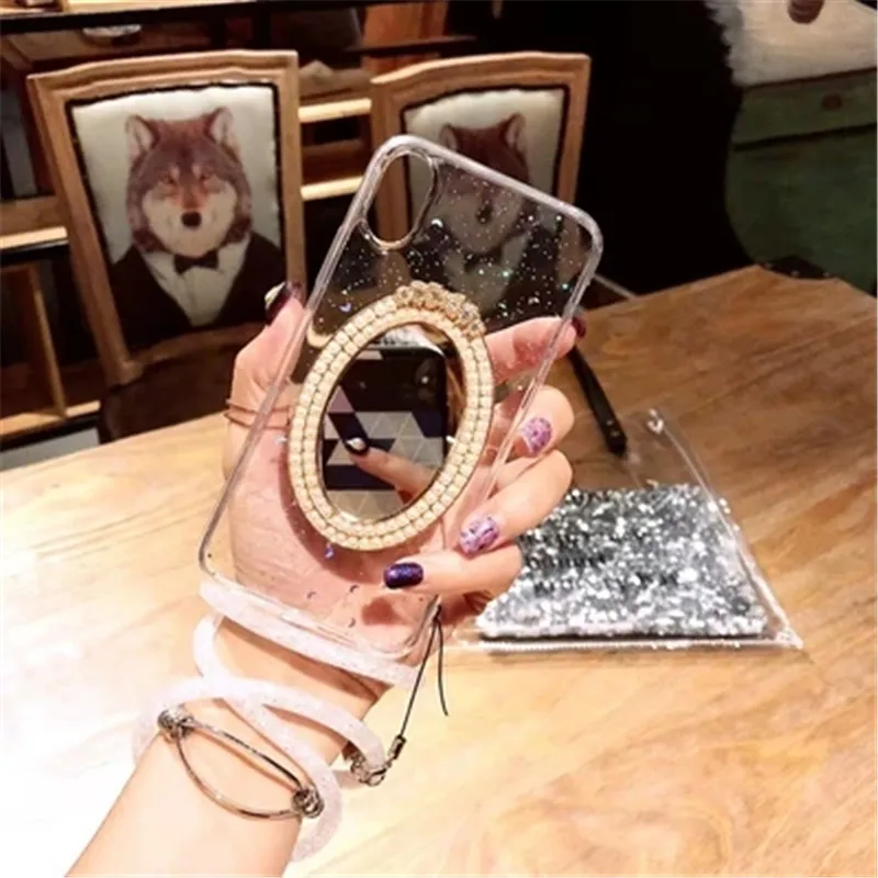 Зеркальный чехол для телефона iPhone 11 Pro MAX 6 6s 7 8 plus X XS XR Алмазный жемчуг цветок