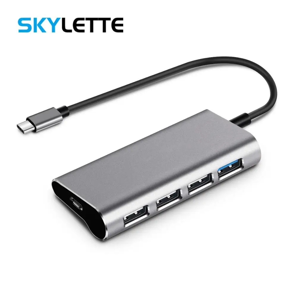 Тип с разъемами типа C и 4-Порты и разъёмы USB3.0 PD концентратор Алюминий сплав 5 Гбит/с супер Скорость Разветвитель USB C Быстрая зарядка концентратор для Mac Book Xiaomi GALAXY S8