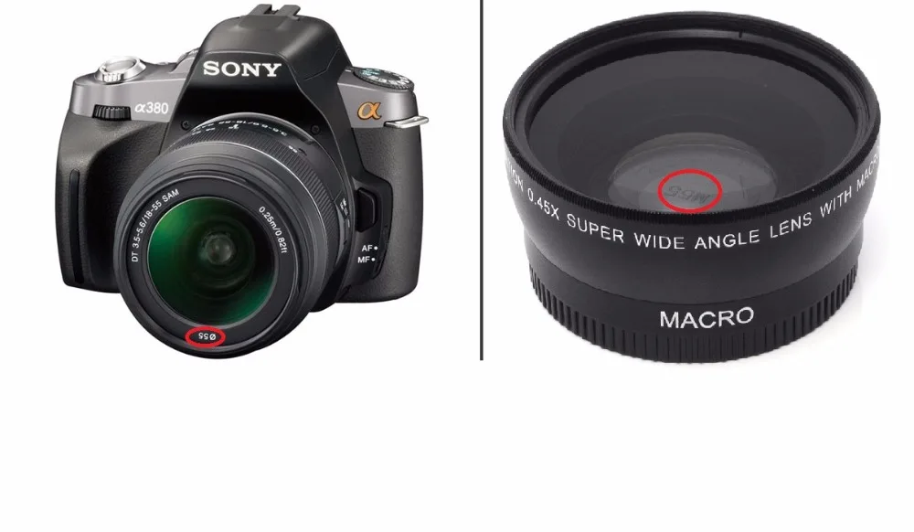 Lightdow 55 мм 0.45x Широкий формат объектив+ макро-объектив для Sony Alpha A77 A280 A290 A380 A390 A580 A590 DSLR Камера