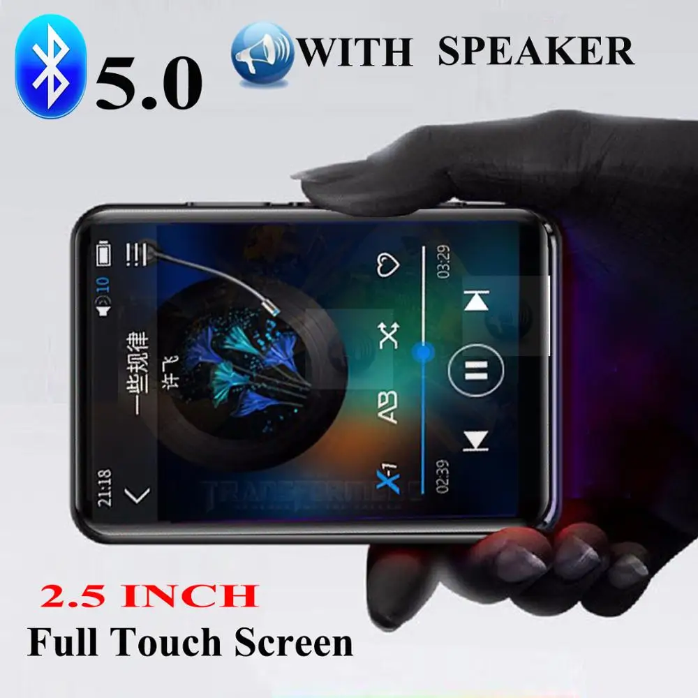 Bluetotoh 5,0 сенсорный экран MP3 плеер Hifi портативный музыкальный плеер Walkman с FM радио Запись видео Поддержка 128 ГБ SD TF карта