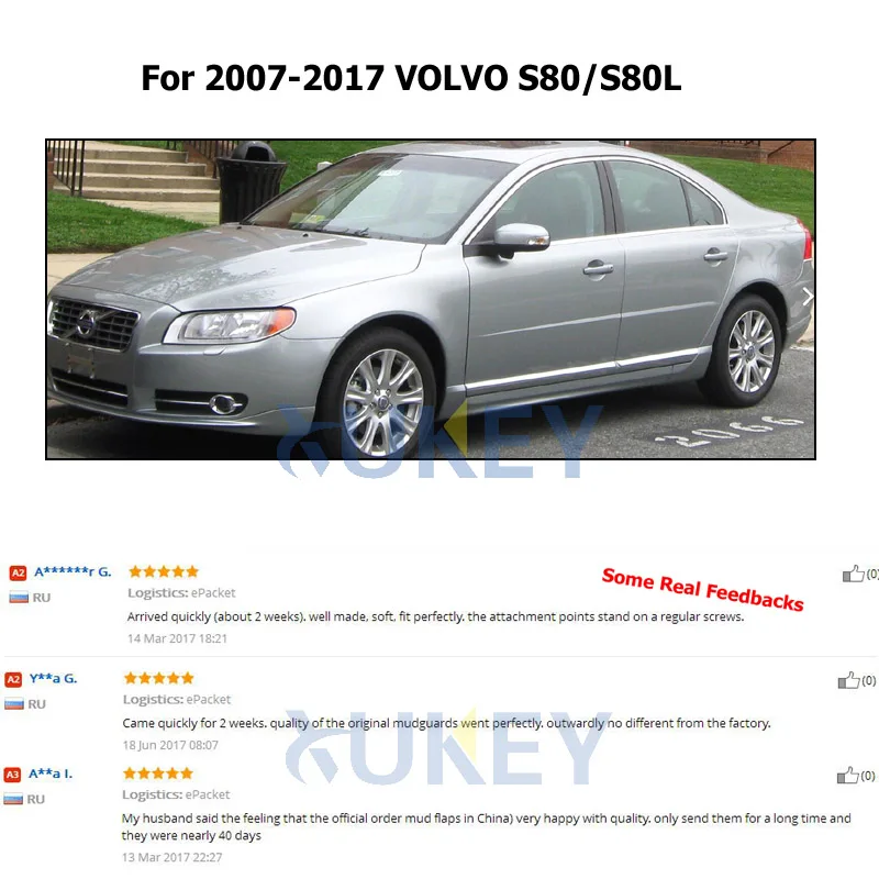 Комплект литой автомобиль брызговики для VOLVO S80 2007- брызговики брызговик крыло брызговиков 2013 2012 2011 2010