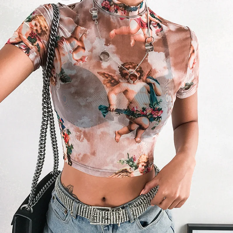 Футболка женская летняя с высоким воротом|Футболки| |