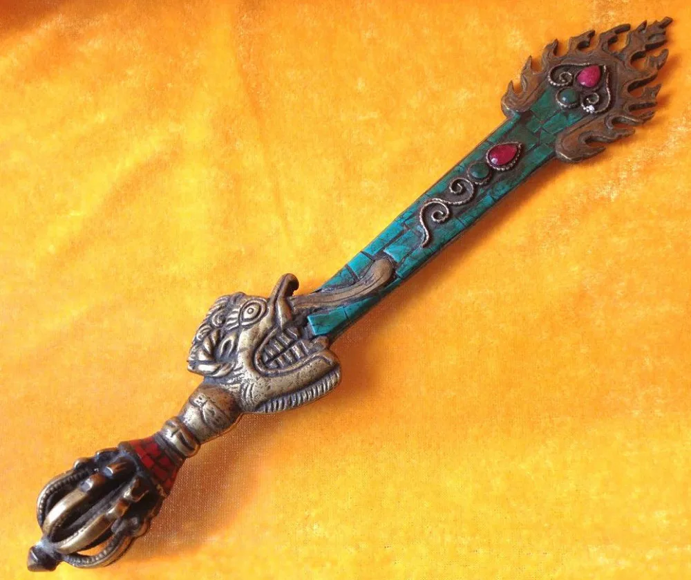 

China's Tibetan Buddhism Taoism cloisonne copper displacement magic sword sword