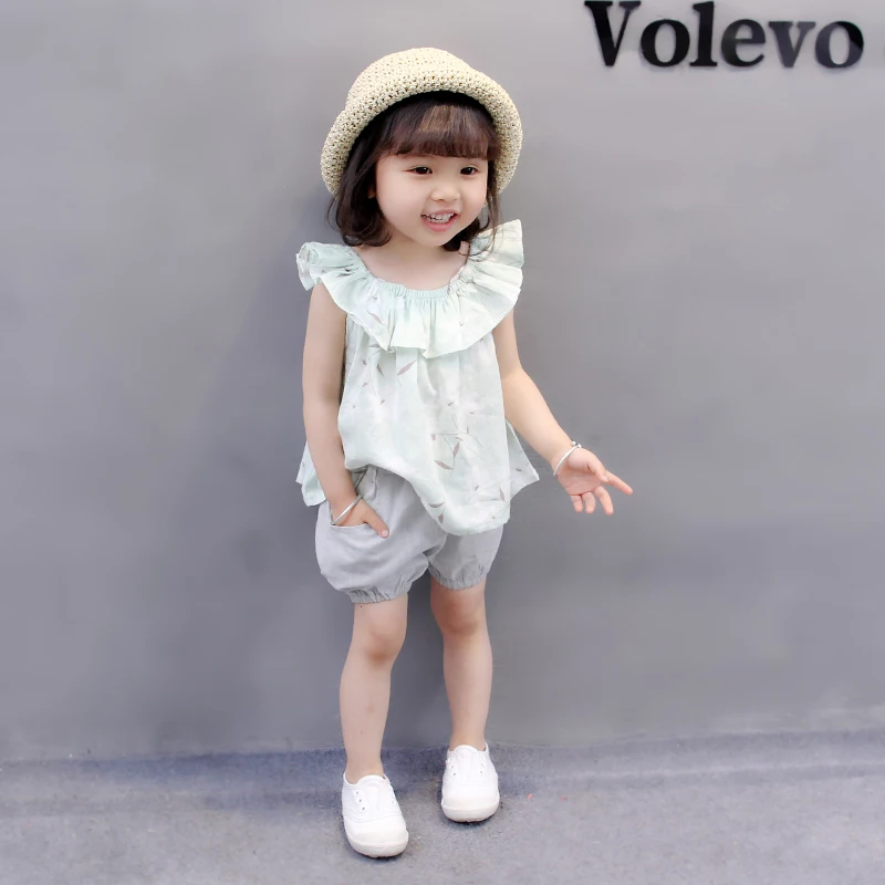 Рубашка с короткими рукавами Новинка 2018 года принтом для девочек комплекты