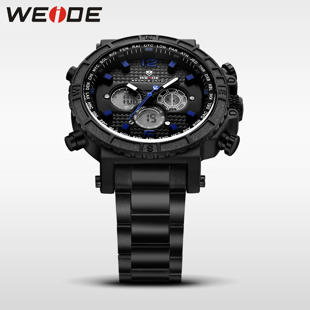 WEIDE подлинные роскошные брендовые часы спортивные дисплей недели из нержавеющей