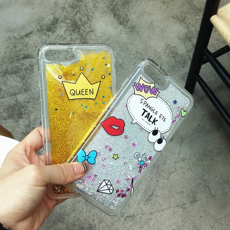 WMZSUCC Cute Cartoon Spangle Eye Queen Quicksand Glitter Phone Covers For iPhone X 6 7 8 Plus Liquid Case 6s |