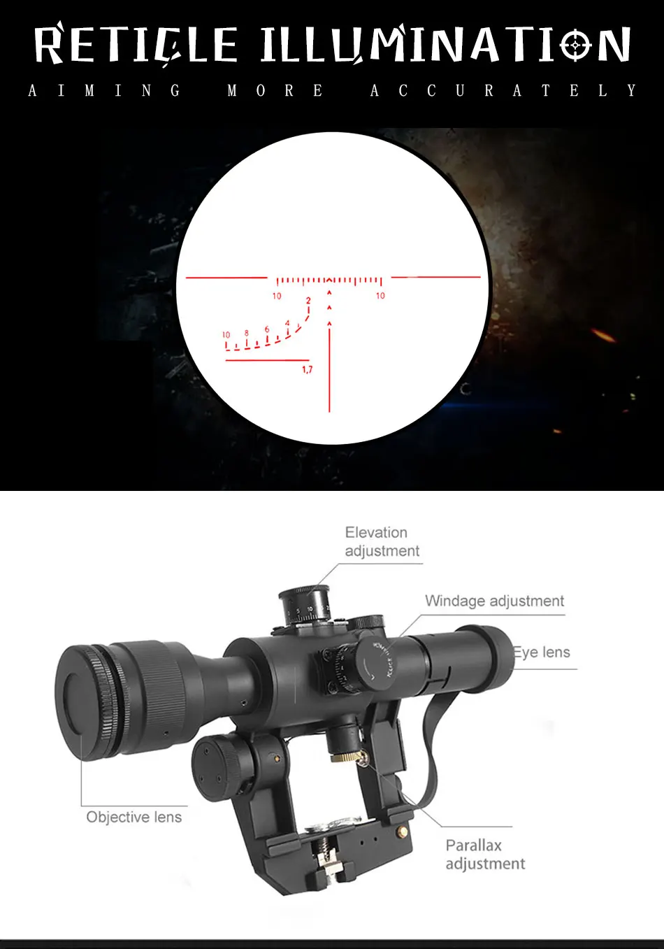 SVD 4x26 оптика охотничий прицел драгунов с красной подсветкой снайперская винтовка серия АК прицел для наружной охоты