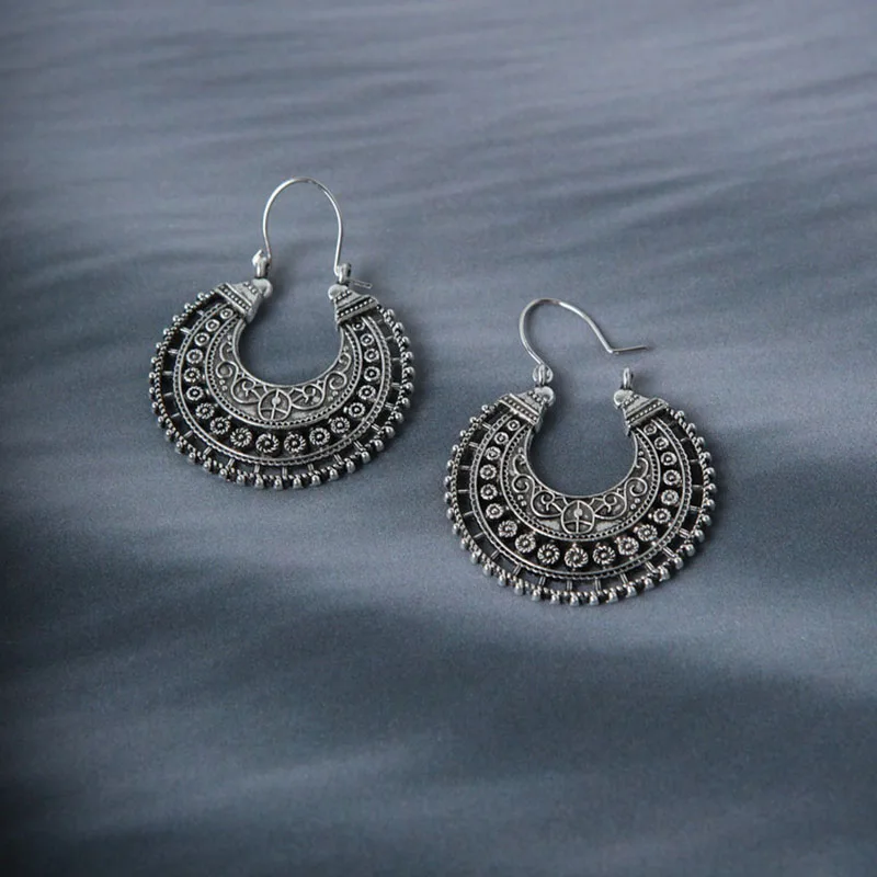 Серьги кольца серебряные в античном стиле для женщин и девушек|hoop earrings for women|hoop