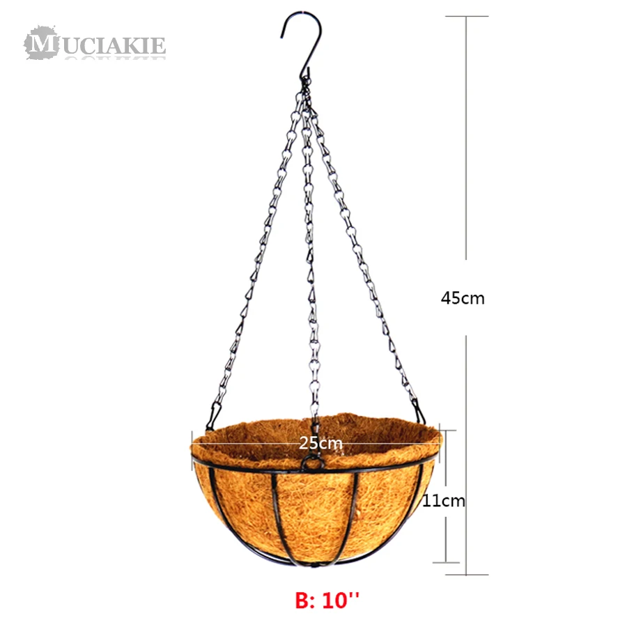 MUCIAKIE 4 шт. 8 ''10'' 12 ''14'' садовый кокосовый вкладыш железная проволока подвесные корзины круглое дно
