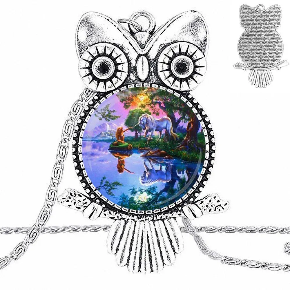 EJ глазурь для женщин детей дизайн модное винтажное стекло ожерелье с совами