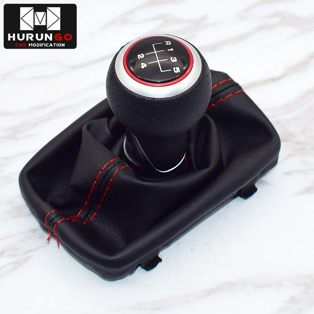 5 Speed-Red-R5 Матовая хромированная красная ручка переключения передач для Audi skoda seat A4 B6 B7 b8 A6 S4 B8 8K A5 8T Q5 2007 - Название цвета: 5 Speed-Red-R5