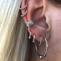 bohemian women punk geometric ear cuff earring jewelry pendientes vintage small round circle hoop earrings set for gift