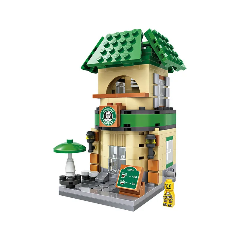 

LOZ Mini Blocks Street Shop DIY Building Toys Cute Micro Store coffee Model Toy for Christmas Gift Kids Toys 1601-1608