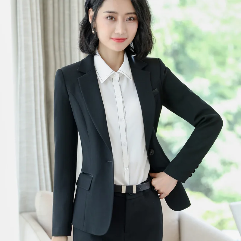 IZICFLY Spring Autumn Black Blazer Set With Skirt Office Suits For Women Uniform Lady Work Outfit Elegant 2 PCS