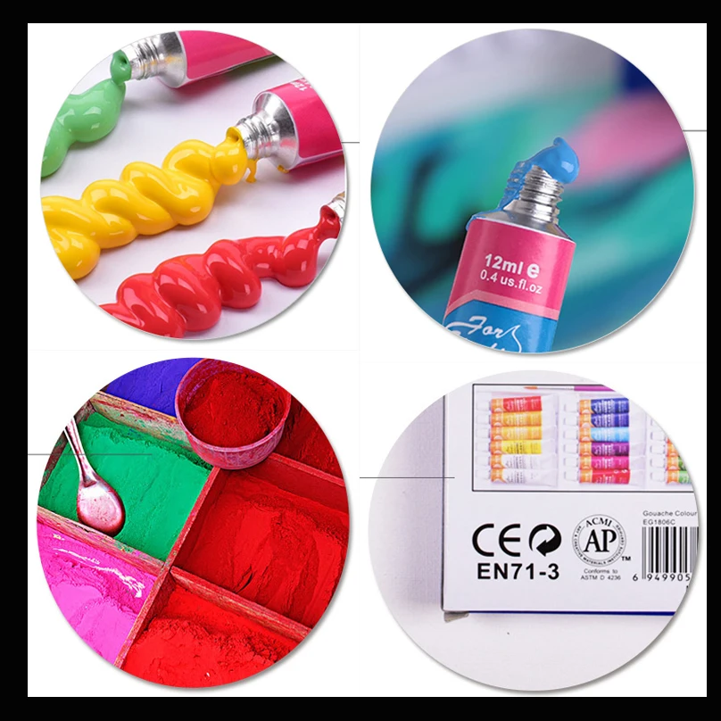 Набор акриловых красок 12 цветов 6 мл | Канцтовары для офиса и дома