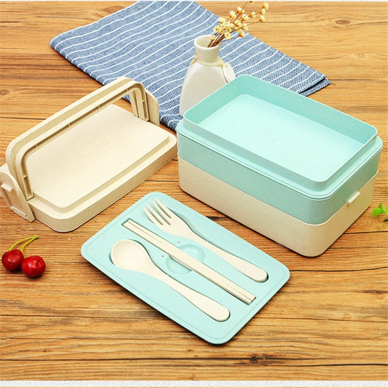 Пшеничная солома большой емкости Ланч боксы контейнер для хранения еды детей