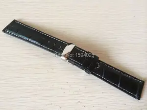 Пряжка 20 мм (пряжка 18 мм) T063617 T063639 T063610, серебристая пряжка-бабочка высокого качества + ремешок для часов из натуральной кожи черного цвета