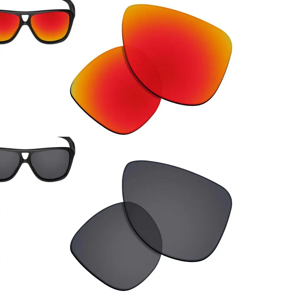 

SmartVLT 2 Pairs Polarized Sunglasses Replacement Lenses for Oakley Dispatch 2-Orange Red and Solid Black