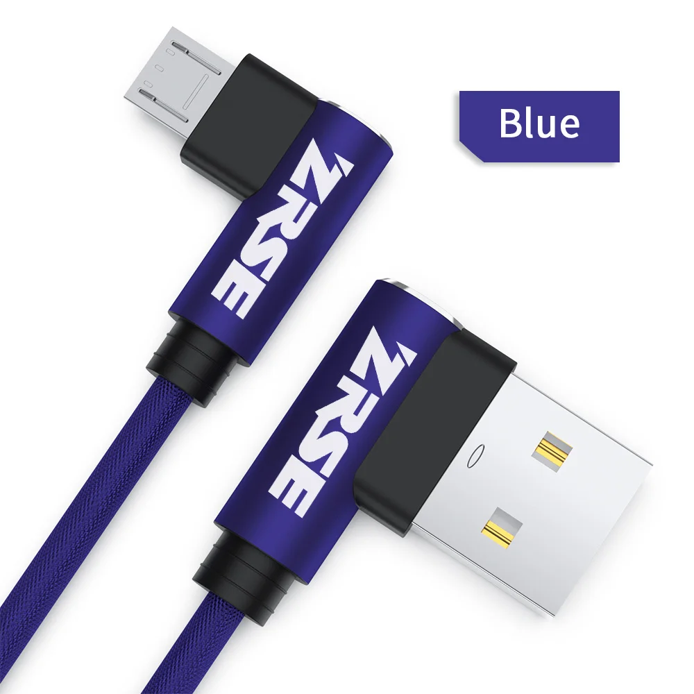 Blue Micro ZRSE Micro Usb Cable For Samsung S7 Huawei Xiaomi Redmi 2M 3M Fast Charging Data Sync USB Cable 90 Degree Elbow Charger Cord - Цвет: Blue Micro