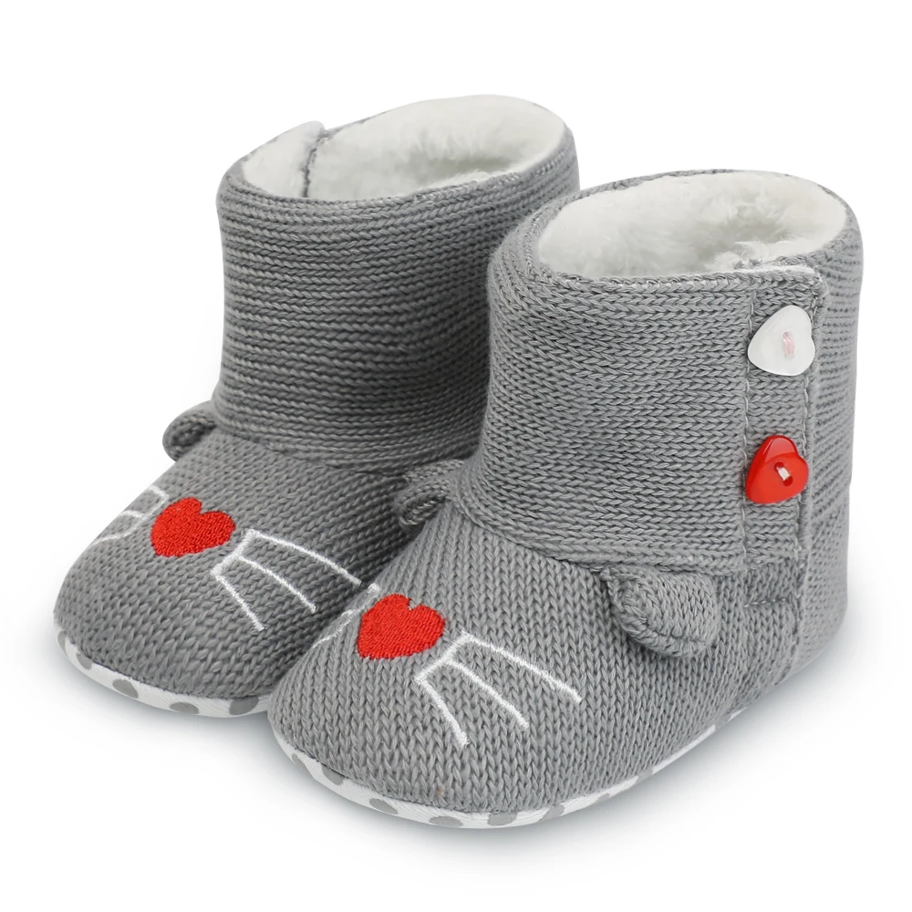 Зима детская обувь новорожденных флис кожаные теплые детские пинетки