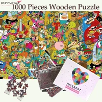 momemo cartoon world adouts 1000 pieces jigsaw wooden puzzles cartoon puzzle 1000 pieces toys puzzle games kids wooden toy decor