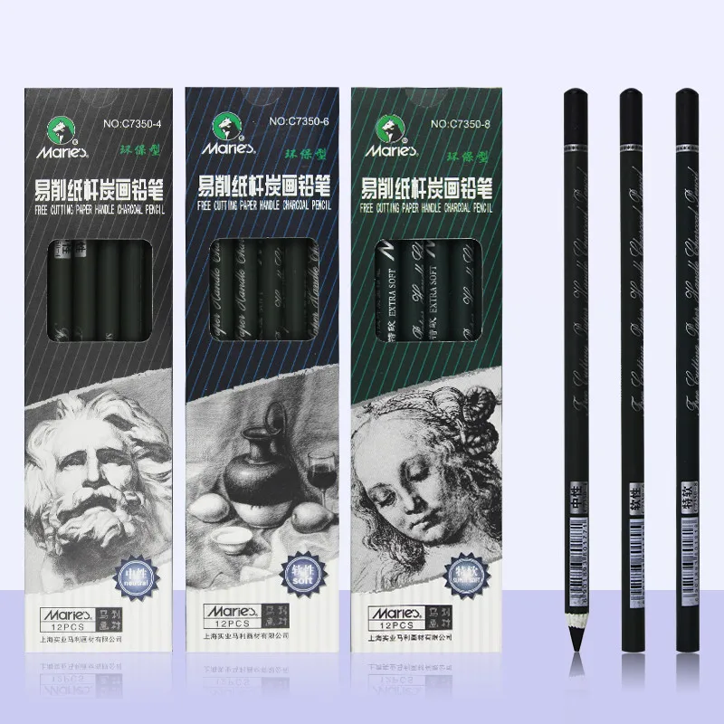 Marie's charcoal C7350 эскиз мягкой средней жесткости легко резать бумажный полюс